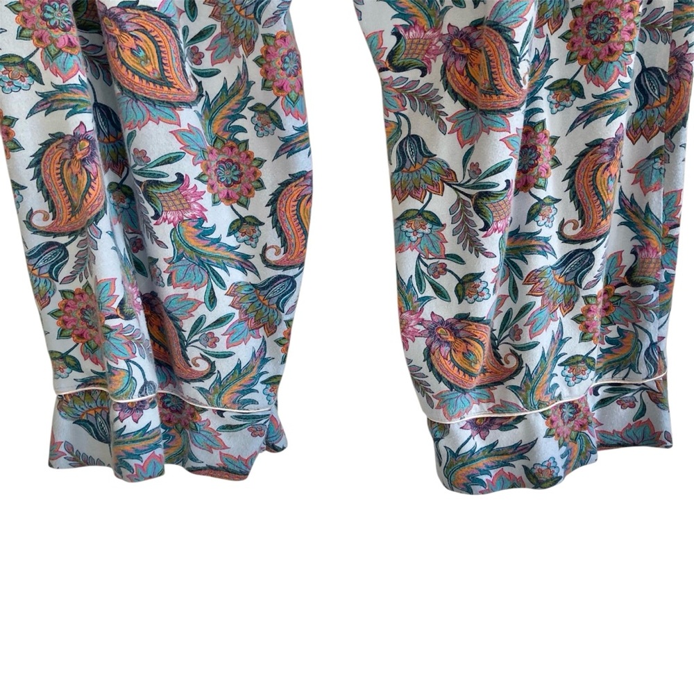 Soft Surroundings Harbour Orleans Blue Floral Paisley Button Up Crop Pajama Set - Picture 8 of 14
